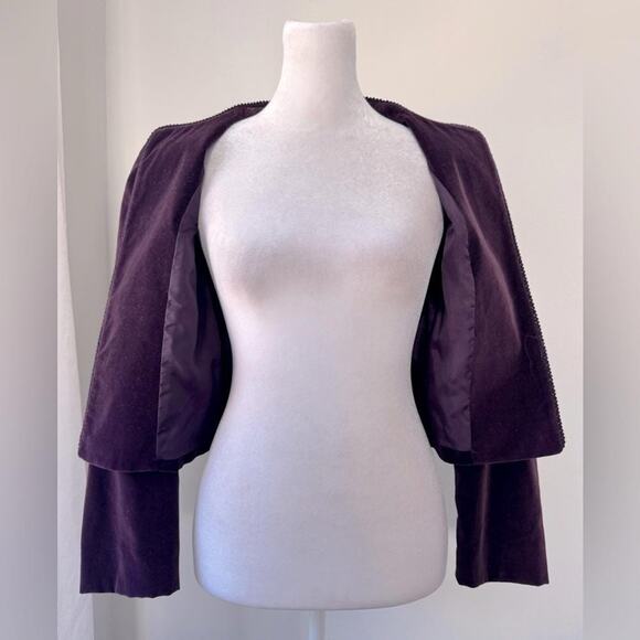 Vintage ‘80s J. Ashford Purple Velvet Cropped Open Front Jacket - Picture 4 of 7